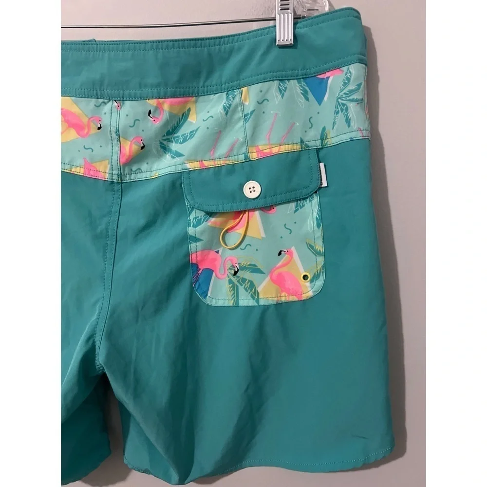 Chubbies Board Shorts Men's 38 Green Print Swim Trunks Drawstring